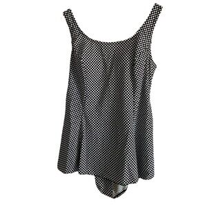 Vintage Shore Shapes Black & White Polka Dotted One Piece Swimsuit Plus Size 18